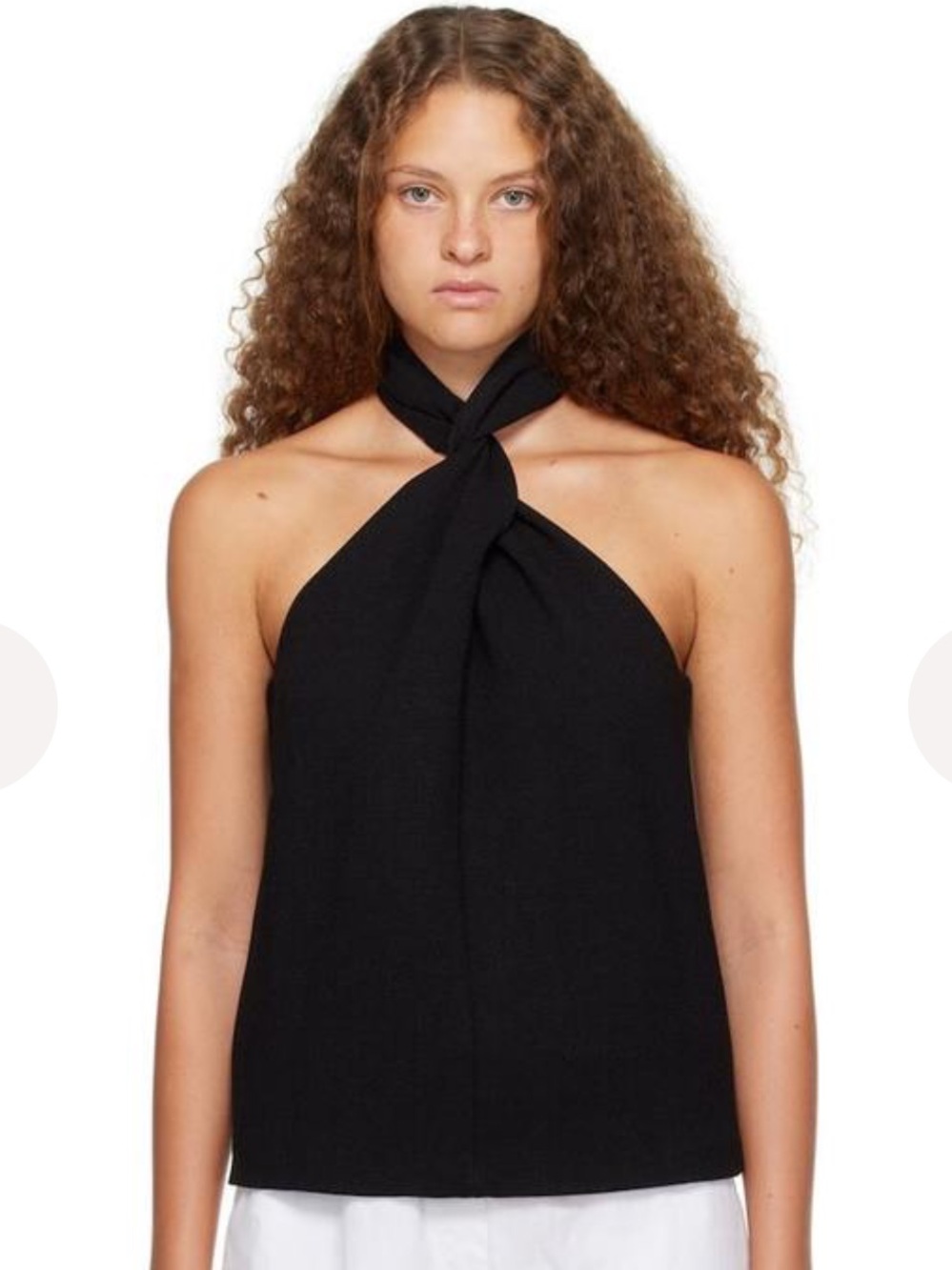 Anine Bing Becca Twist Halter Tank Top in Black Size